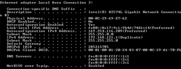 duplicate IP address message